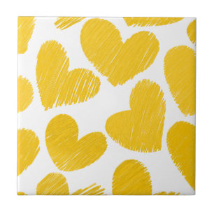 Carreau Fille pastel jaune coeur d'amour motif