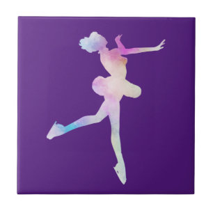Carreau Fille patinant à l'aquarelle 