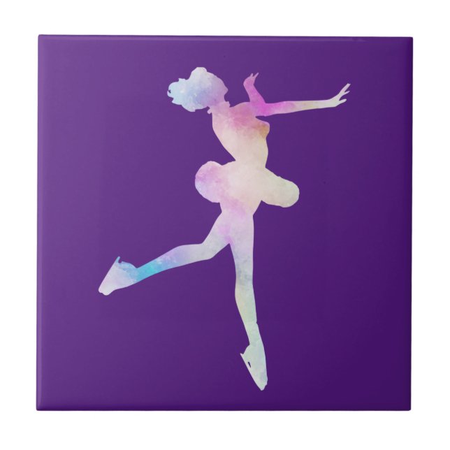 Carreau Fille patinant à l'aquarelle  (Devant)