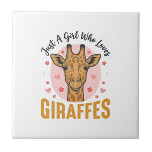 Carreau Fille qui aime les girafes Dessin de gravure vinta