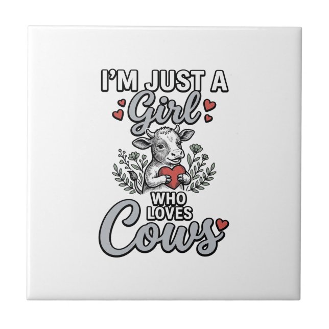 Carreau Fille qui aime les vaches Design de chemise de vac (Devant)