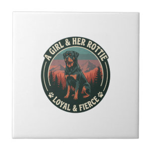 Carreau Fille Son Rottie Loyal Féroce Chien Rottweiler Mon