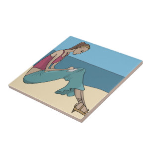 CARREAU FILLE SUR LA PLAGE