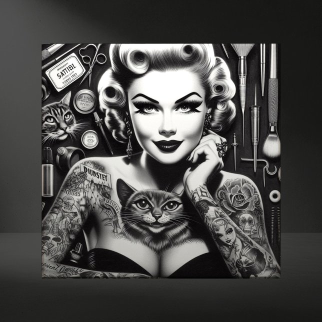 Carreau Fille tatouée alternative old school (Créateur téléchargé)