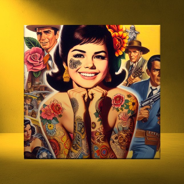 Carreau Fille tatouée old school (Créateur téléchargé)