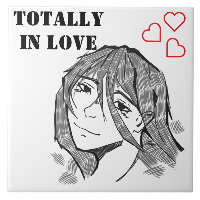 Carreau Fille totalement amoureuse lineart (Devant)
