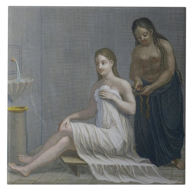Carreau Fille turque, faisant tresser ses cheveux dans les (Devant)