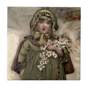 Carreau Fille vintage de neige d'hiver