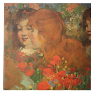 Carreau Filles avec des pavots rouges (par George Henry)