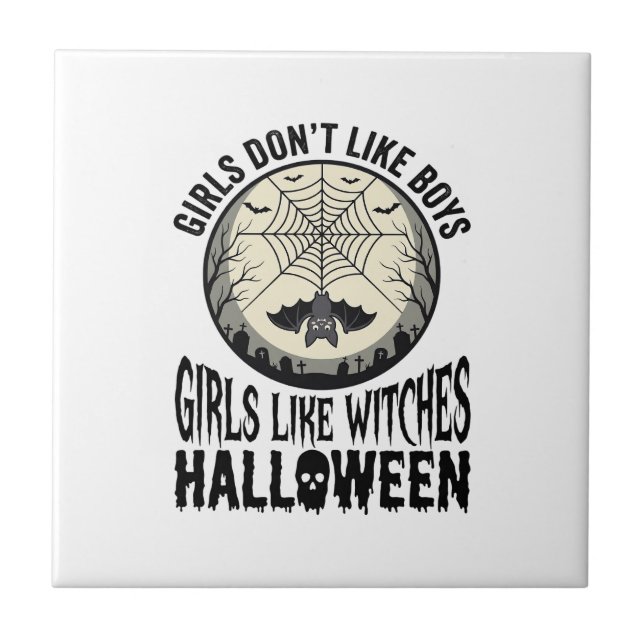 Carreau Filles comme sorcières Halloween Design Vector Vin (Devant)