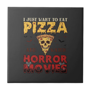 Carreau Films d'horreur Pizza Halloween Crâne Chauves-sour