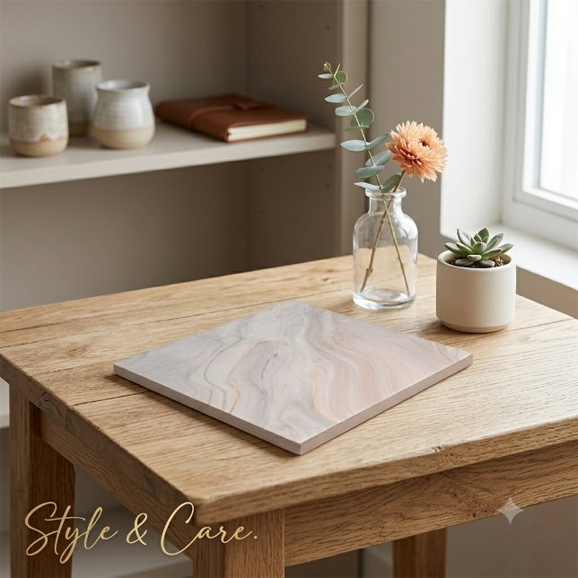 Carreau Finition marbre rose foncé carré décoratif de 6" (Deep Pink Marble Finish Decorative 6" Square Ceramic Tile)