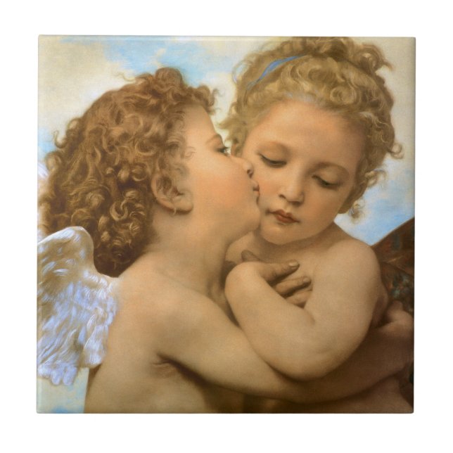 Carreau First Kiss (détail d'ange) par Bouguereau (Devant)
