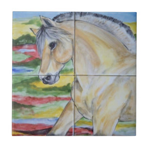 Carreau Fjord Horse Pony Conception murale Stylisé Paysag