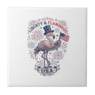 Carreau Flamant Patriotique Design de Chemise Gravure Vint