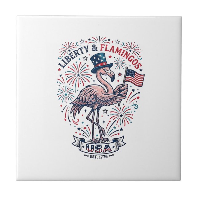 Carreau Flamant Patriotique Design de Chemise Gravure Vint (Devant)