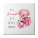 Carreau Flamant rose Aquarelle Exotique Rose Moderne Avec<br><div class="desc">Flamant rose Aquarelle Exotique Rose Moderne Avec Citation</div>