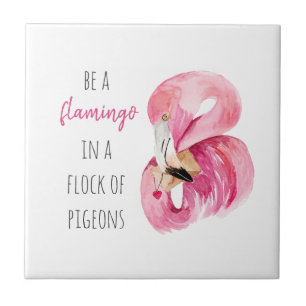 Carreau Flamant rose Aquarelle Rose exotique Moderne Avec