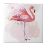 Carreau Flamant rose de bouffée<br><div class="desc">"Fluffy Flamant rose" de Fab Funky.  Dispose d'un flamant unique en aquarelle.</div>