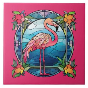 Carreau flamant rose en faux verre