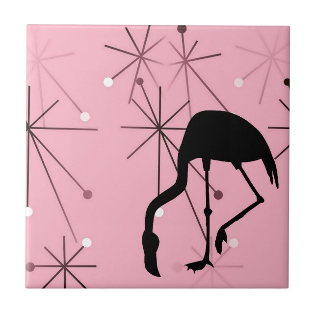 Carreau Flamant Rose Moderne Milieu de Siècle Éclaté en Ra (Devant)