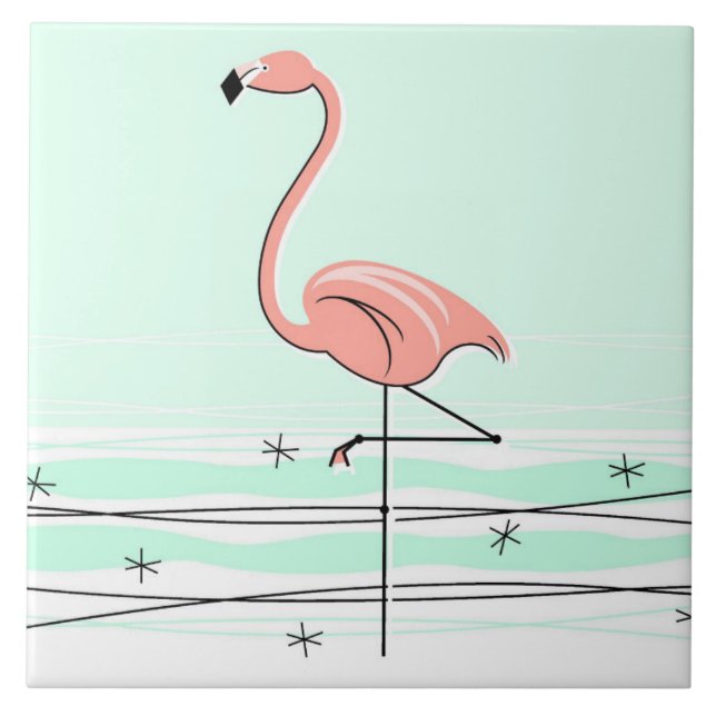 Carreau Flamant rose Ocean Aqua tuile à flip (Devant)