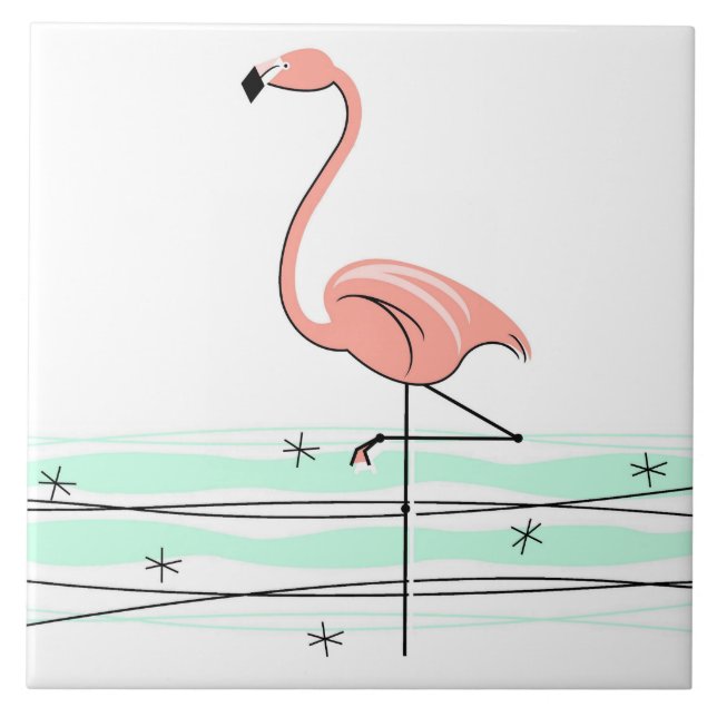 Carreau Flamant rose Ocean tuile inverse (Devant)