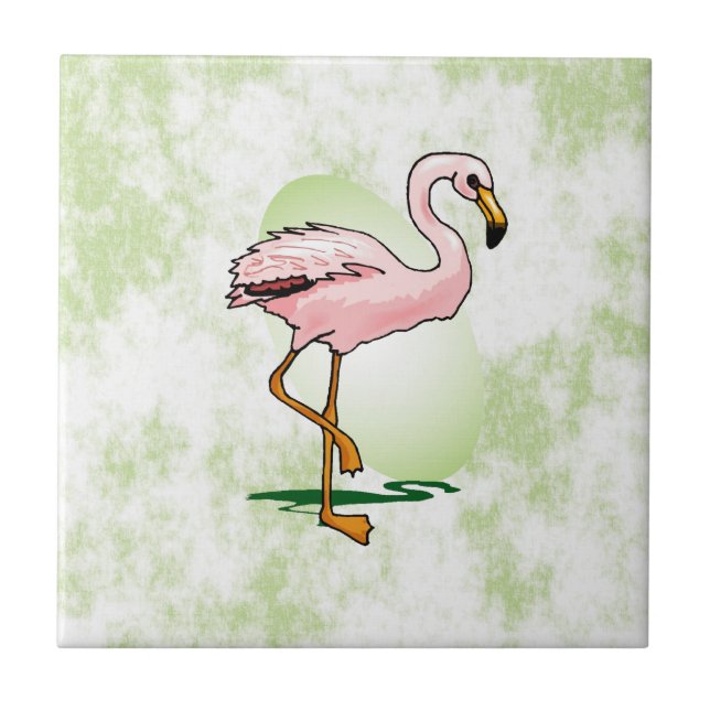 Carreau Flamant rose rose sur pâle - arrière - plan vert (Devant)
