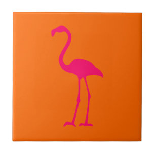 Carreau Flamant rose rose vif sur orange