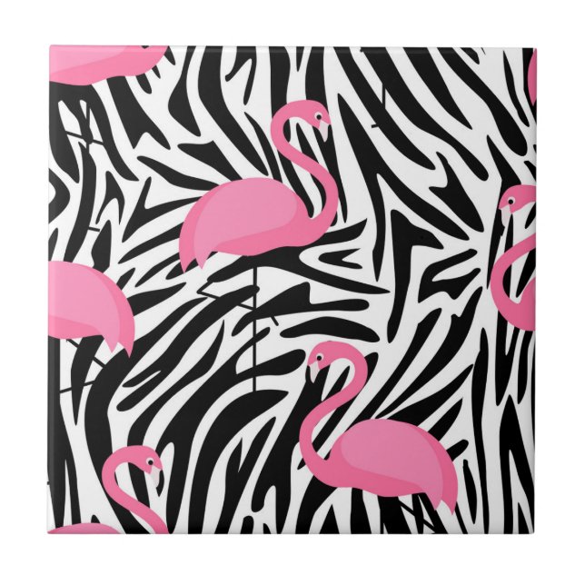 Carreau Flamant rose Zebra Imprimer Été (Devant)