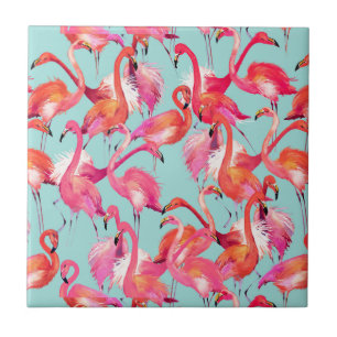 Carreau Flamants roses d'aquarelle recueillis