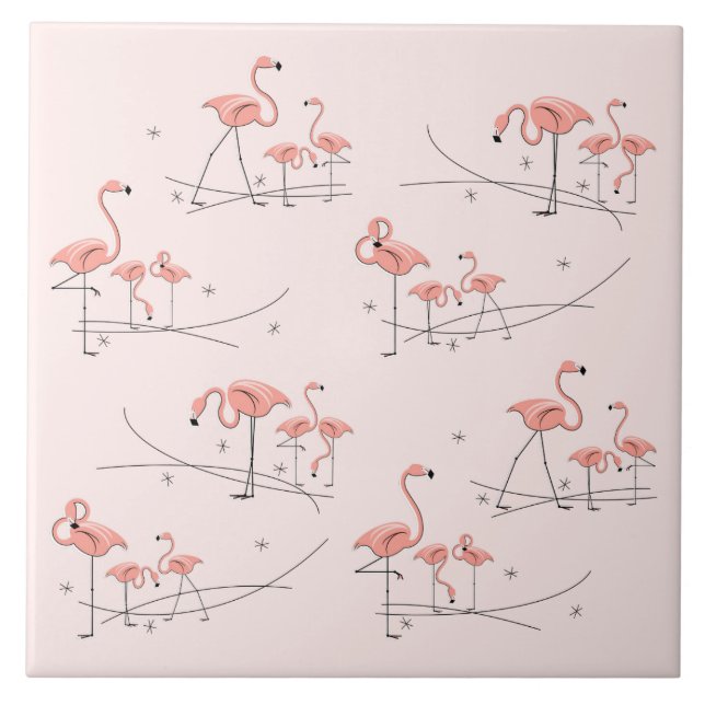 Carreau Flamants roses roses Multi-tuiles (Devant)