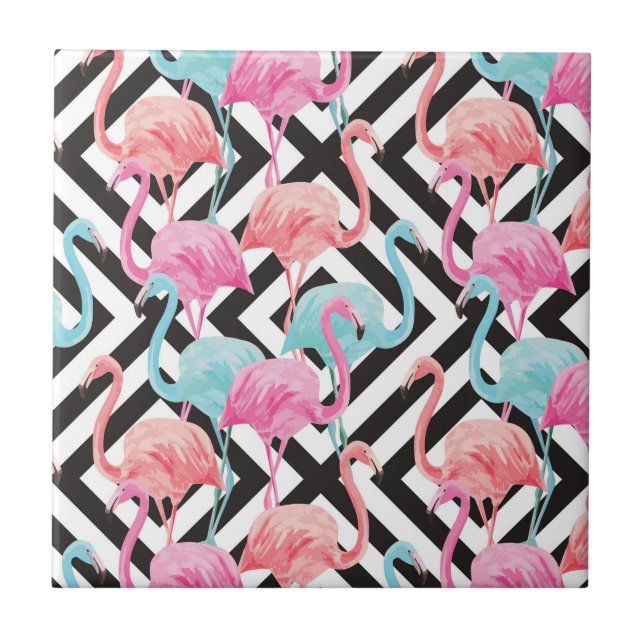 Carreau Flamants roses sur le Motif de conception en gras (Devant)