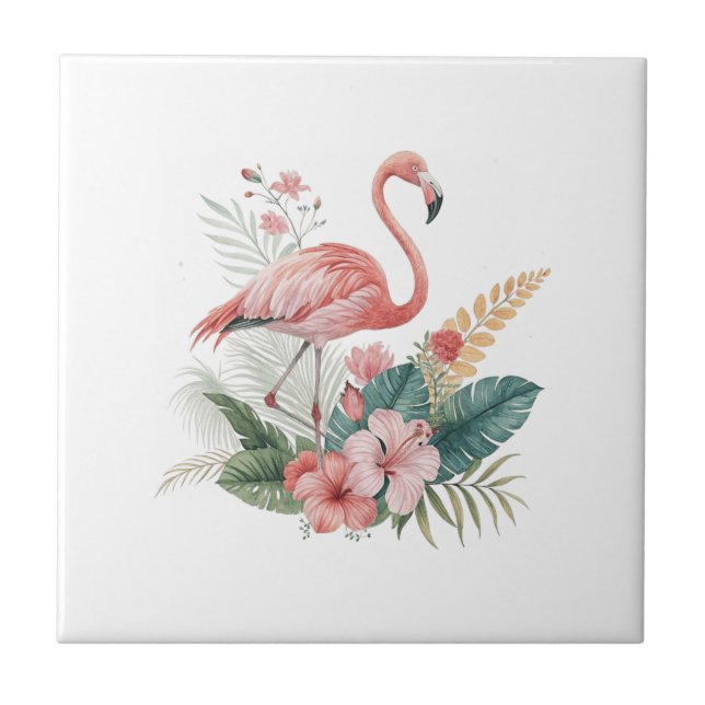 Carreau Flamingo With Flowers (Devant)