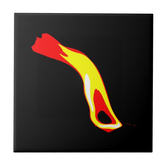 Carreau Flamme sur tuile en céramique noire (Devant)