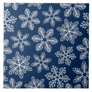 Carreau Flammes de neige sur bleu foncé