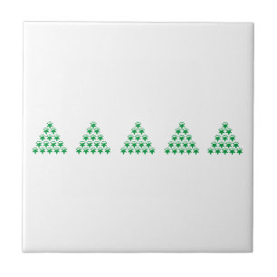 Carreau Flammes de neige verte de Noël Arbre étoilé, Blanc