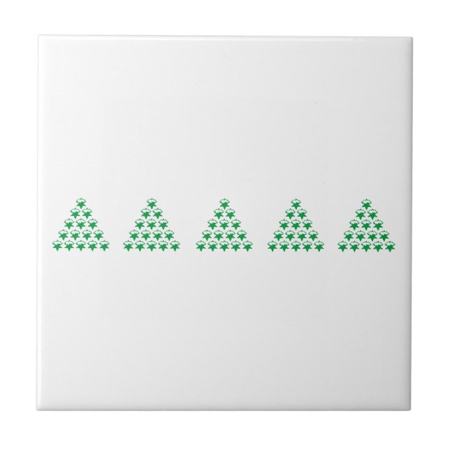 Carreau Flammes de neige verte de Noël Arbre étoilé, Blanc (Devant)