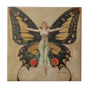 Carreau FlapperPapillon Volant Femme Illustration classiqu