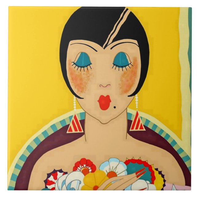 Carreau “Flappers et Fleurs” Art Déco par Jose Carlos (Devant)