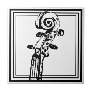 Carreau Flèche violon noir et blanc avec traits noirs