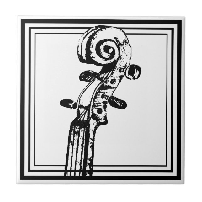 Carreau Flèche violon noir et blanc avec traits noirs (Devant)