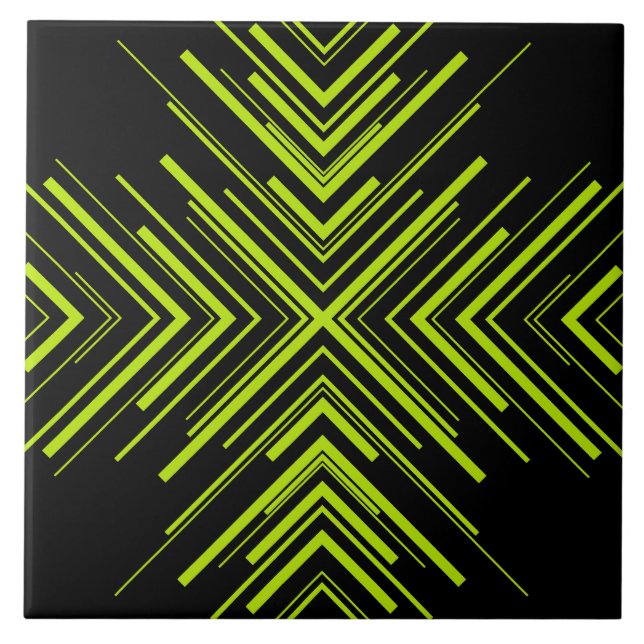 Carreau Flèches en Lime vert et noir (Devant)