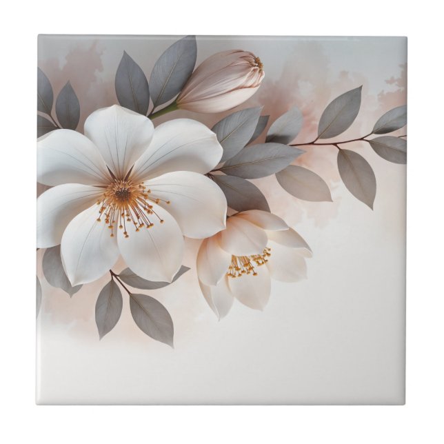 Carreau Fleur 3D White Blush (Devant)