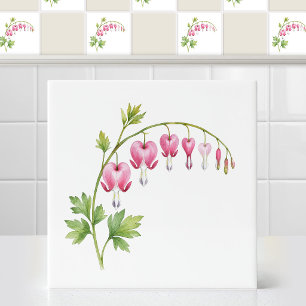 Carreau Fleur artistique de coeur saignant à l'aquarelle r