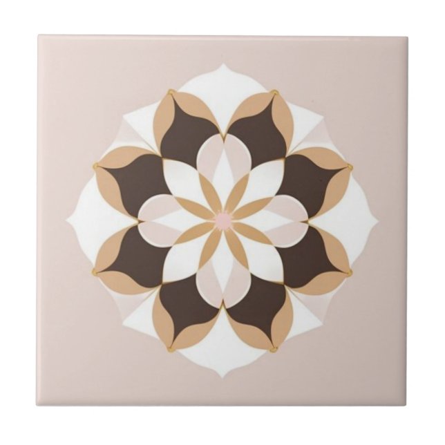 Carreau Fleur blanche, brune et rose pastel (Devant)