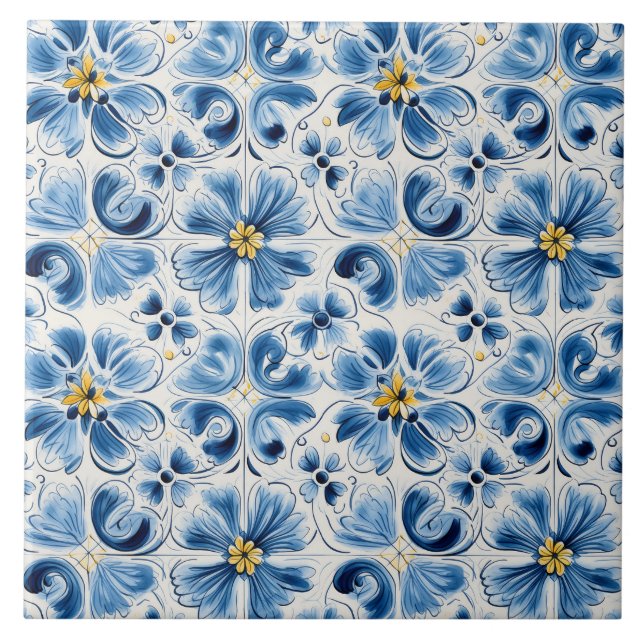Carreau Fleur Bleue Vintage (Devant)