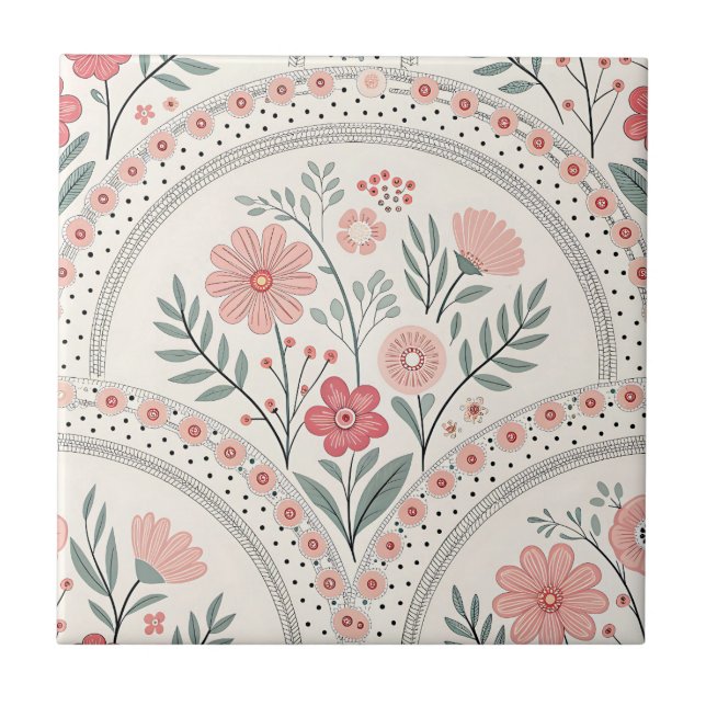 Carreau Fleur botanique bohème vintage (Devant)