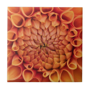 Carreau Fleur Centre Orange Dahlia