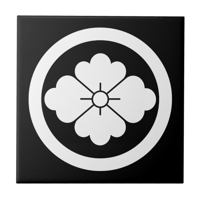 Carreau Fleur chinoise rhombique dans un cercle (Devant)
